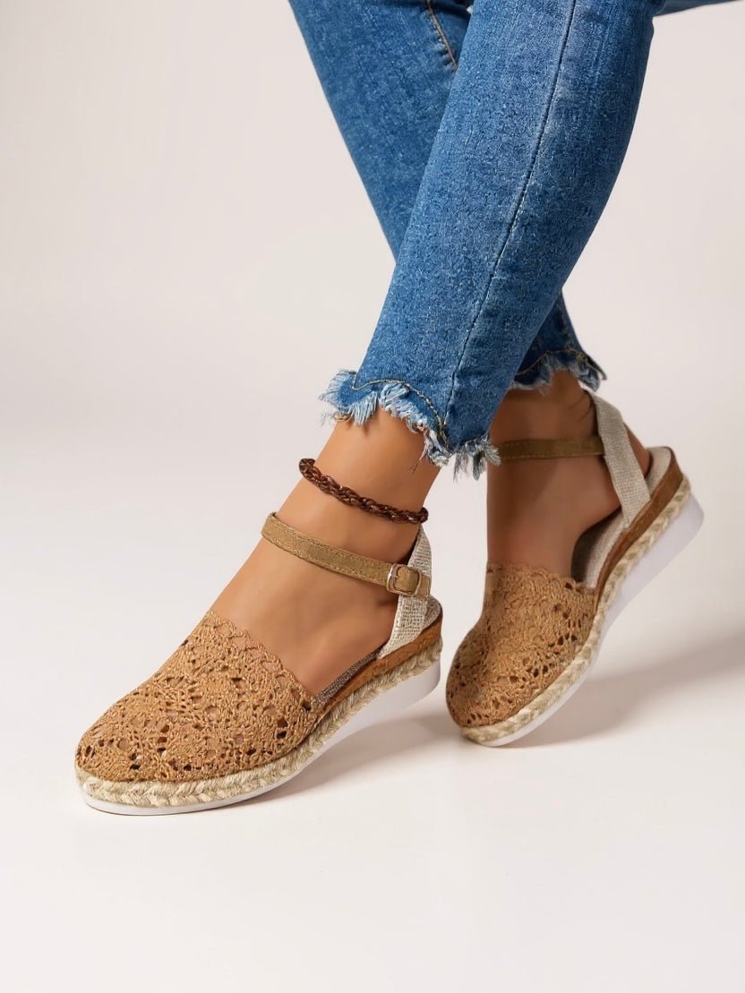 Annika Boho Crochet Ankle-Strap Platform Sandals