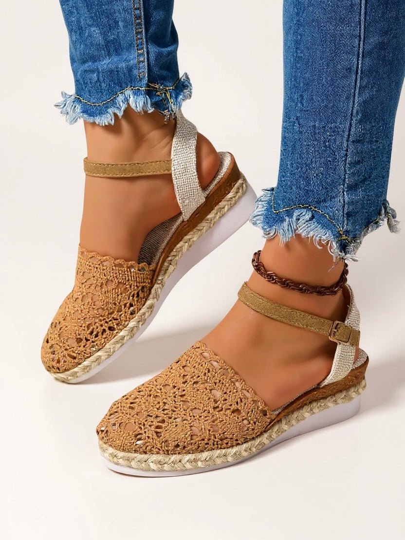 Annika Boho Crochet Ankle-Strap Platform Sandals