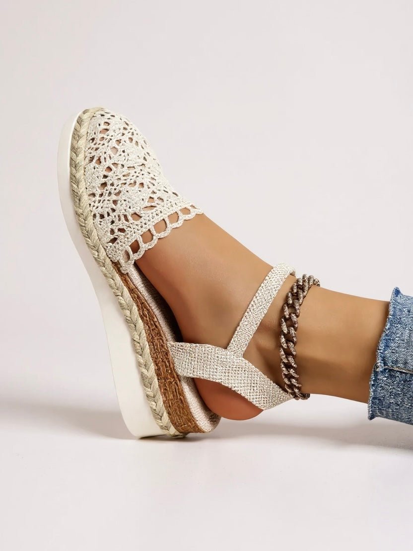 Annika Boho Crochet Ankle-Strap Platform Sandals