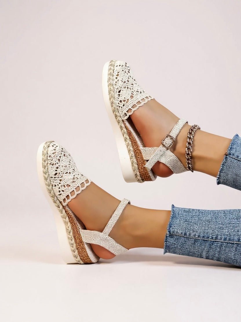 Annika Boho Crochet Ankle-Strap Platform Sandals