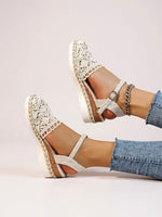 Annika Boho Crochet Ankle-Strap Platform Sandals