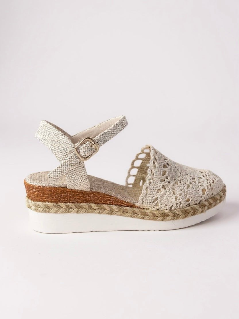 Annika Boho Crochet Ankle-Strap Platform Sandals