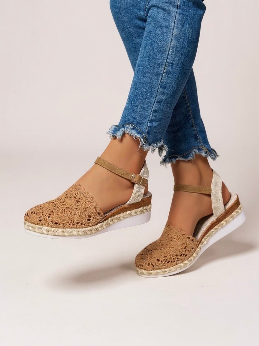 Annika Boho Crochet Ankle-Strap Platform Sandals