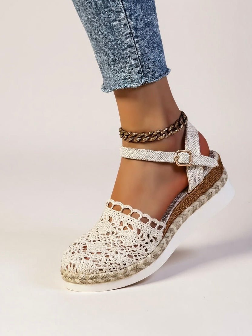 Annika Boho Crochet Ankle-Strap Platform Sandals