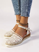 Annika Boho Crochet Ankle-Strap Platform Sandals