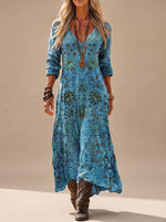 Annika Vintage Floral V-Neck Maxi Dress
