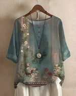Sophie Boho Short-Sleeve Top with Ethnic Print