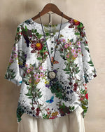 Sophie Boho Short-Sleeve Top with Ethnic Print