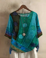 Sophie Boho Short-Sleeve Top with Ethnic Print