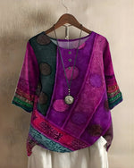 Sophie Boho Short-Sleeve Top with Ethnic Print