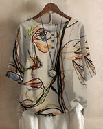 Sophie Boho Short-Sleeve Top with Ethnic Print
