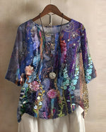 Sophie Boho Short-Sleeve Top with Ethnic Print