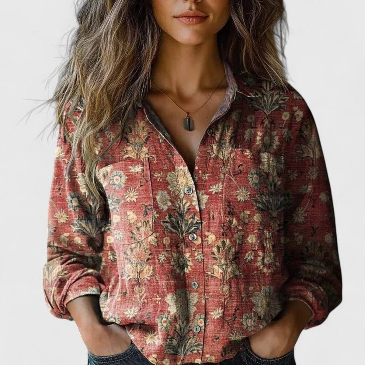Elisabeth Boho Floral Button-Up Blouse