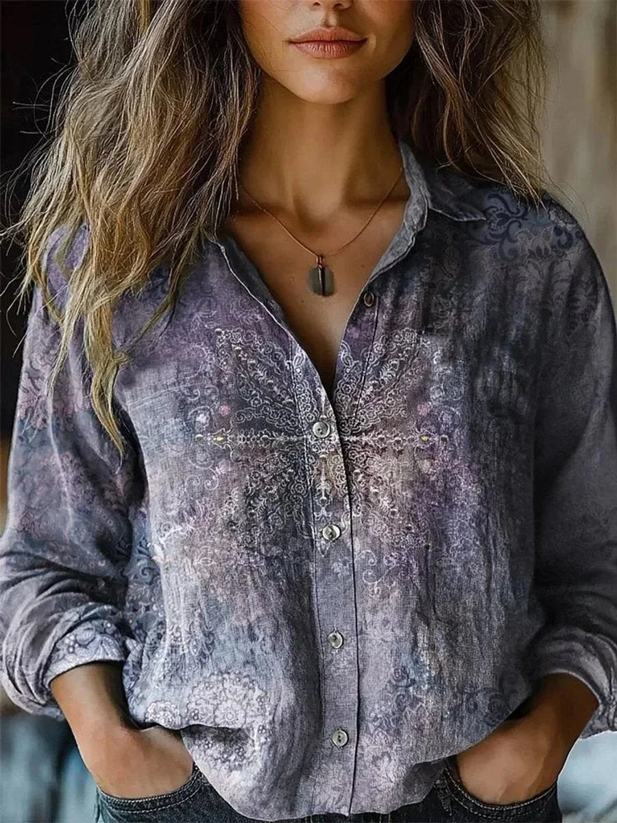 Elisabeth Boho Floral Button-Up Blouse