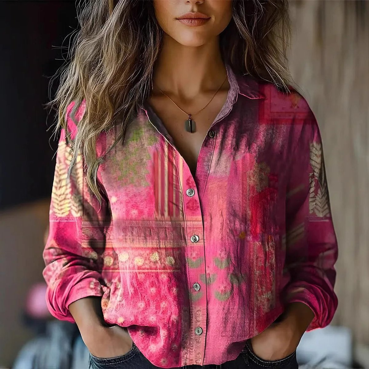 Elisabeth Boho Floral Button-Up Blouse