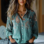 Elisabeth Boho Floral Button-Up Blouse