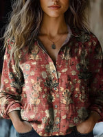 Elisabeth Boho Floral Button-Up Blouse