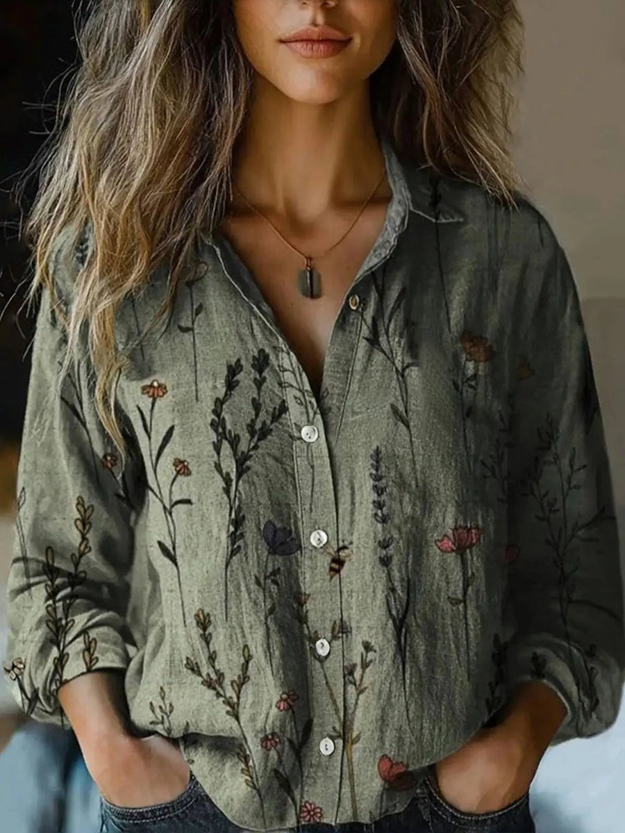 Elisabeth Boho Floral Button-Up Blouse