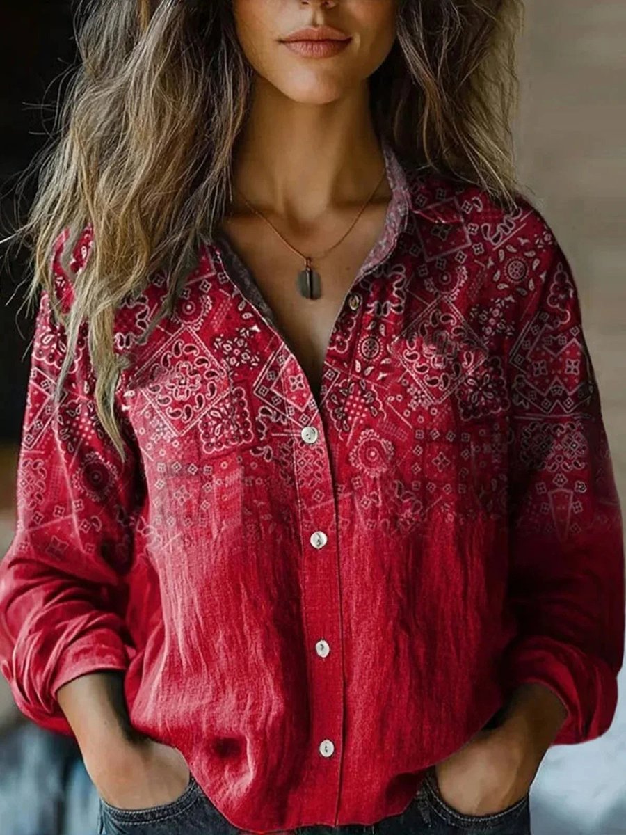 Elisabeth Boho Floral Button-Up Blouse