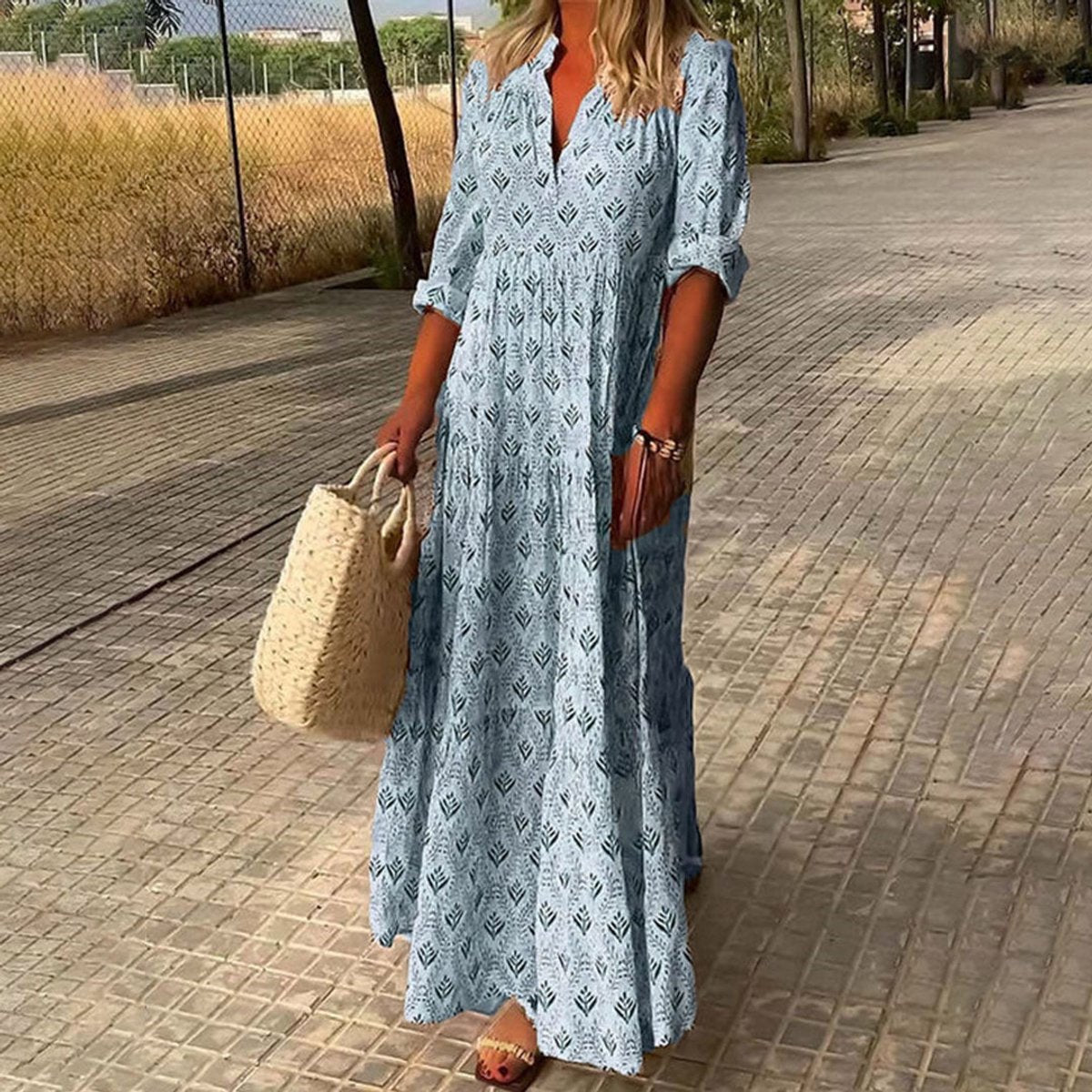Greta Boho Floral V-Neck Maxi Summer Dress