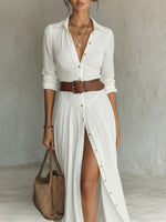 Marie Boho Belted Shirt Maxi Dress