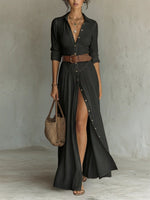 Marie Boho Belted Shirt Maxi Dress