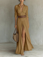 Marie Boho Belted Shirt Maxi Dress