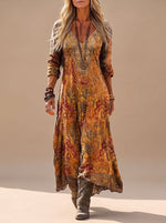 Lena Vintage Paisley Boho Maxi Dress