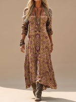 Amelie Vintage Print Boho Maxi Dress