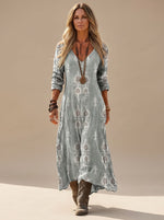 Marlene Vintage Print V-Neck Maxi Dress