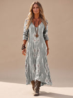 Marlene Vintage Print V-Neck Maxi Dress