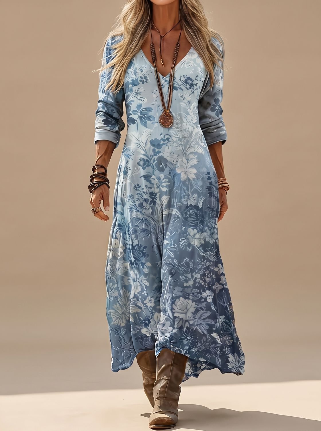 Hannah Vintage Floral Boho Maxi Dress