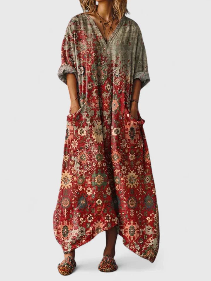 Annika Boho Paisley Print Maxi Dress