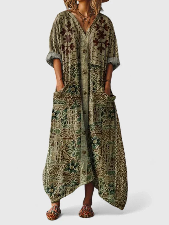 Annika Boho Paisley Print Maxi Dress