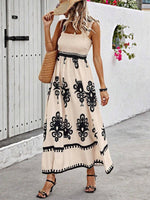 Lena Boho Sleeveless Smocked Floral Maxi Dress