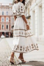 Hannah Boho Print Belted Midi Dress