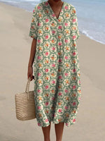 Leonie Boho V-Neck Midi Summer Dress