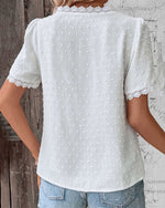 Marie Boho V-Neck Lace Polka Dot Blouse