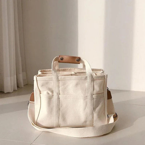 Elfriede Multi-Pocket Canvas Crossbody Tote