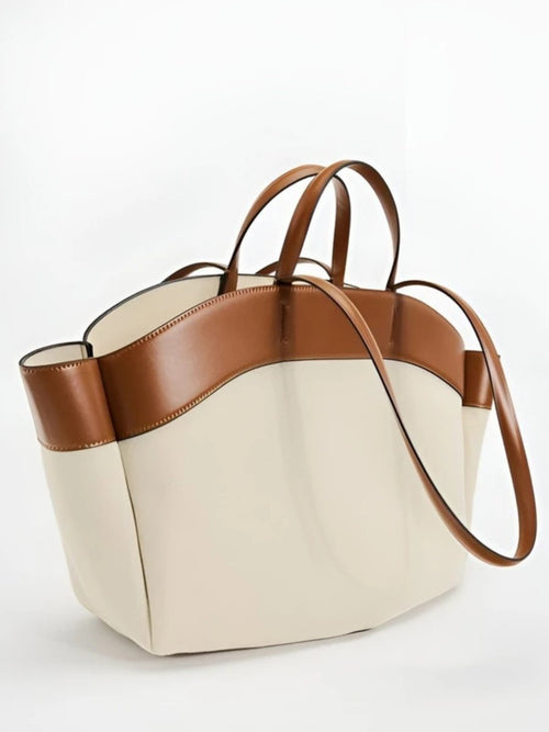 Marie Canvas Tote Bag with Leather Trim
