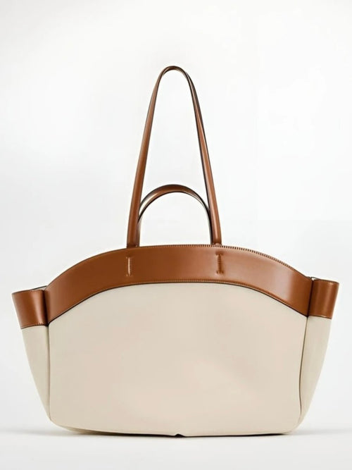 Marie Canvas Tote Bag with Leather Trim