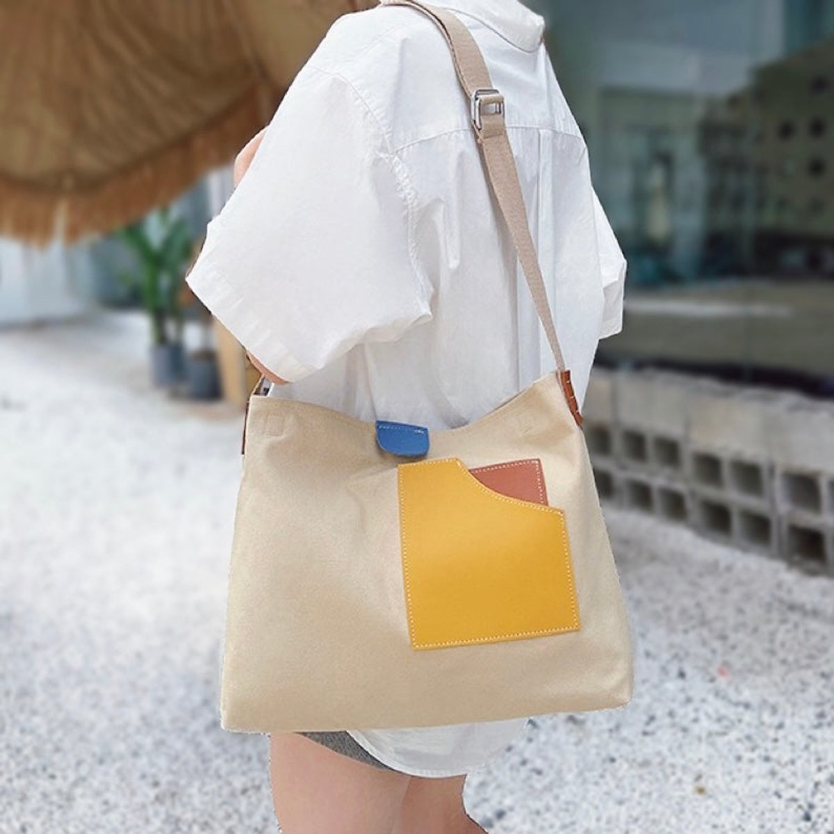 Emilia Color-Block Canvas Tote Bag