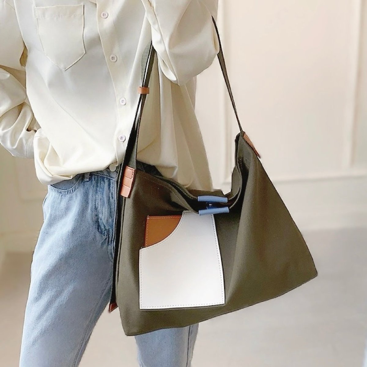 Emilia Color-Block Canvas Tote Bag