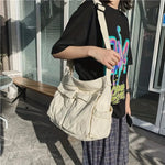 Marie Vintage Canvas Tote Bag with Side Pockets