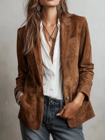 Emilia Faux Suede Tailored Blazer Cardigan
