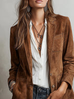 Emilia Faux Suede Tailored Blazer Cardigan