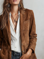 Emilia Faux Suede Tailored Blazer Cardigan