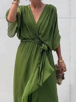 Sophie Chiffon V-Neck Belted Midi Cocktail Dress