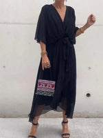 Sophie Chiffon V-Neck Belted Midi Cocktail Dress