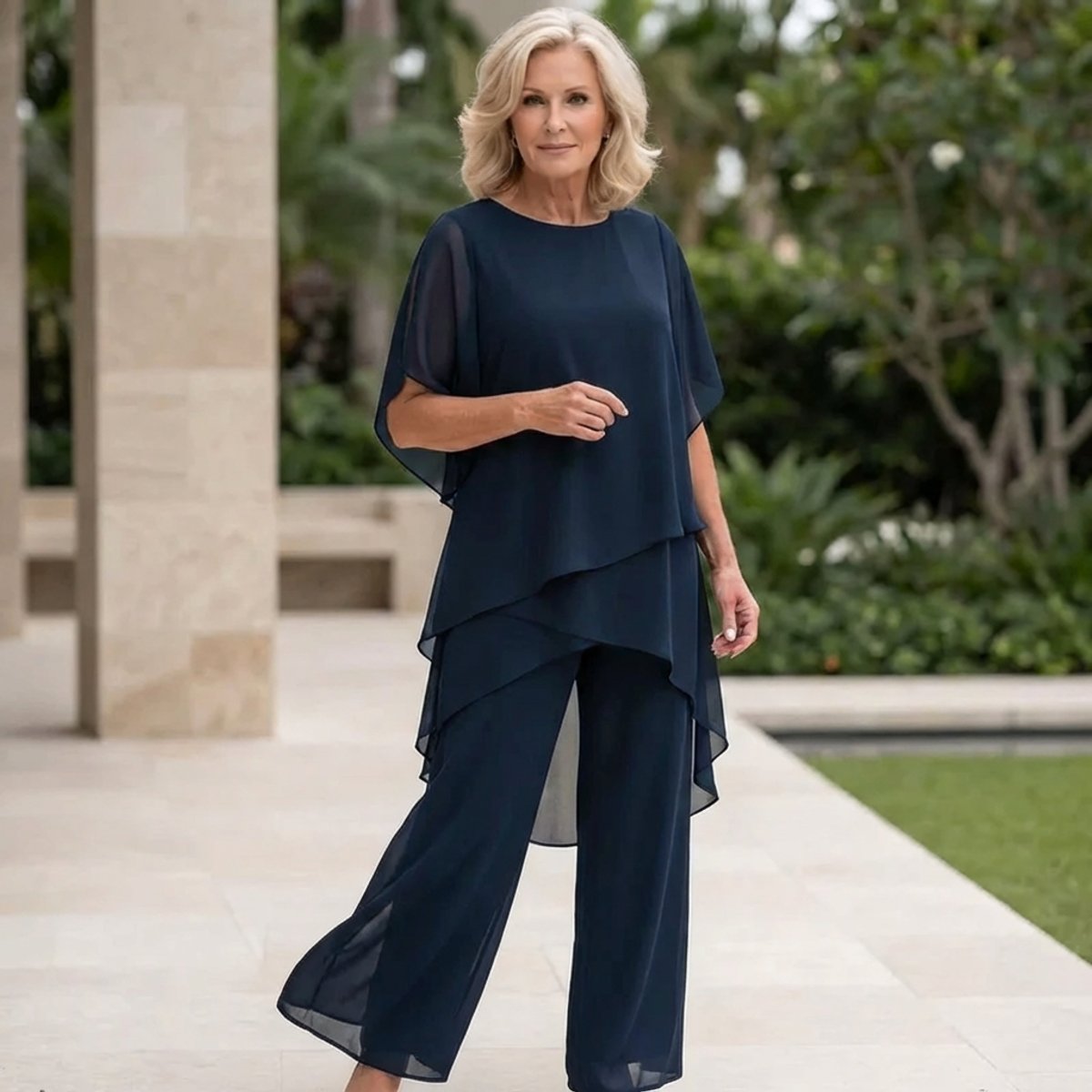 Annika Chiffon Layered Top and Trouser Set
